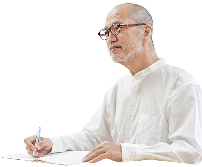 Man with pen in hand taking notes