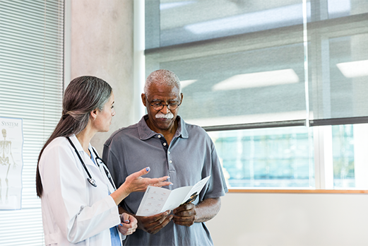 Doctor reviewing information with patient