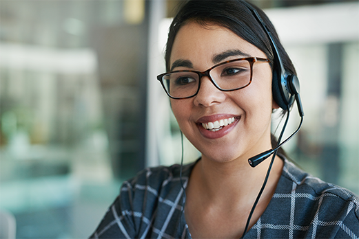 Women talking with headset on