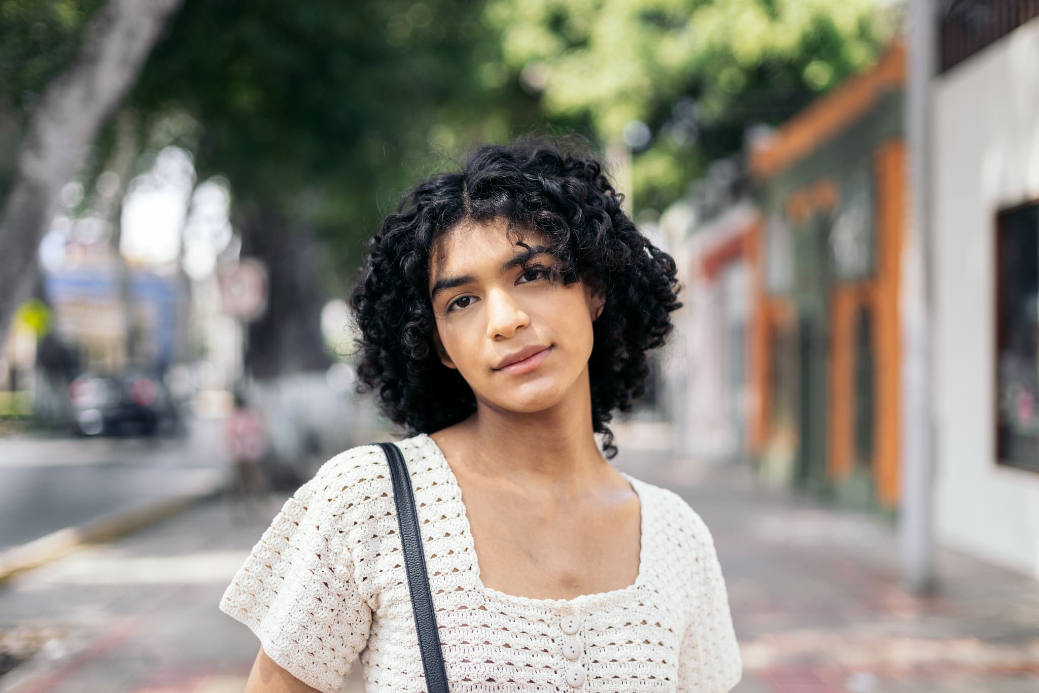 person on city street