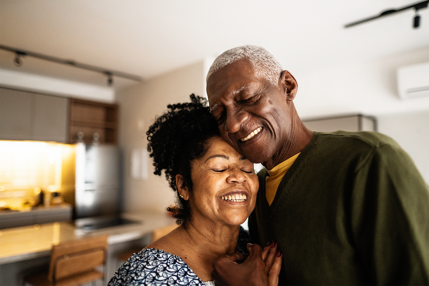 smiling couple embracing