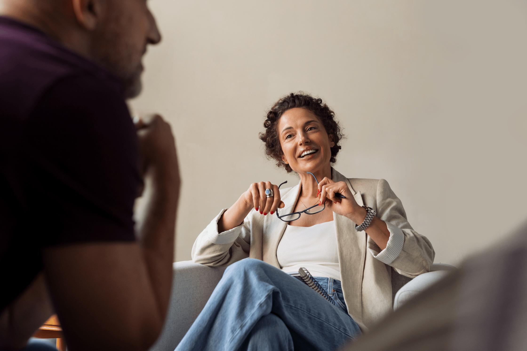 behavioral health therapist talking with patient