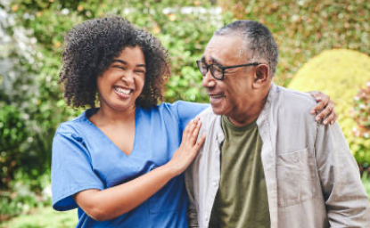 woman advising older man