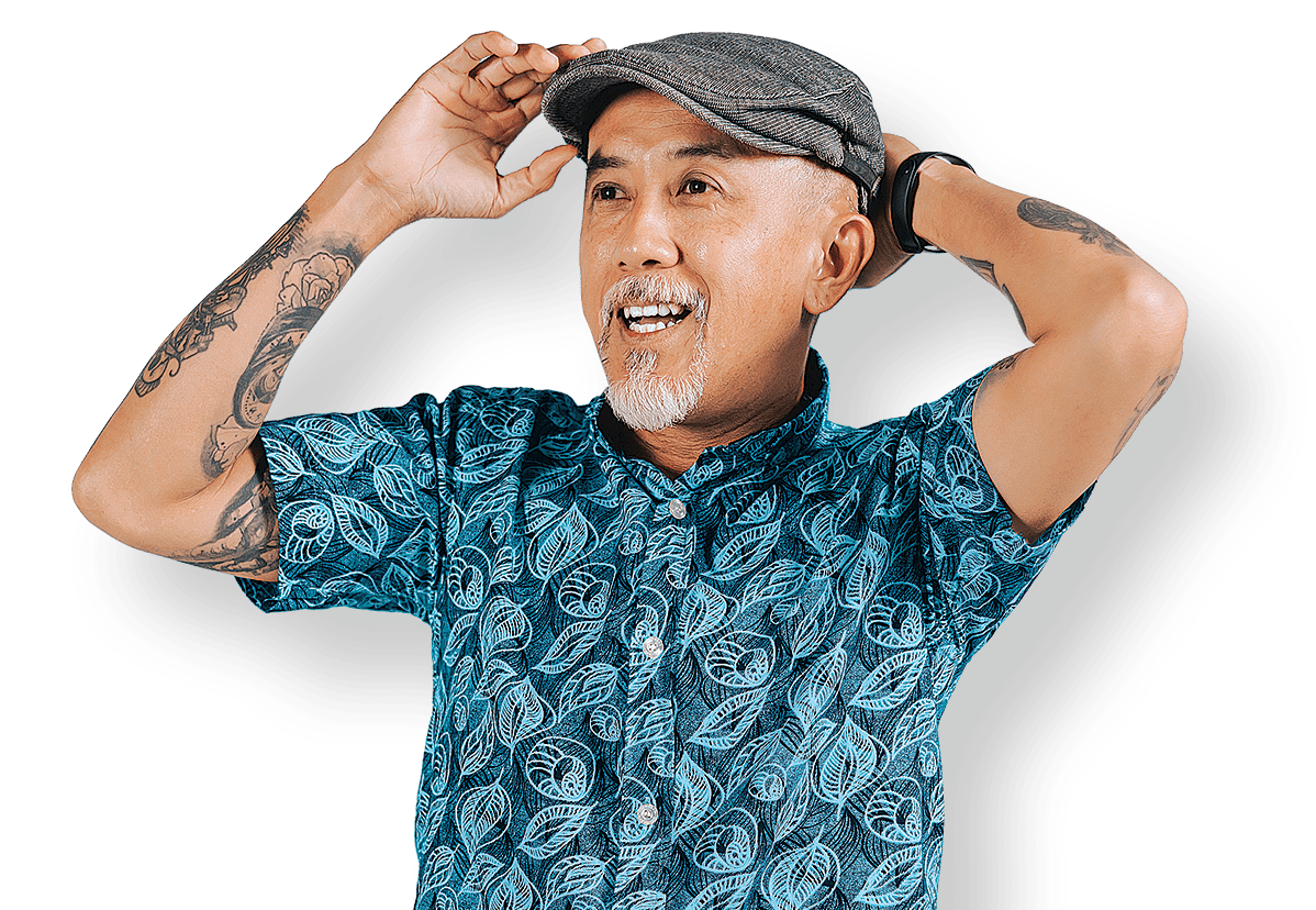 modern older man with hat