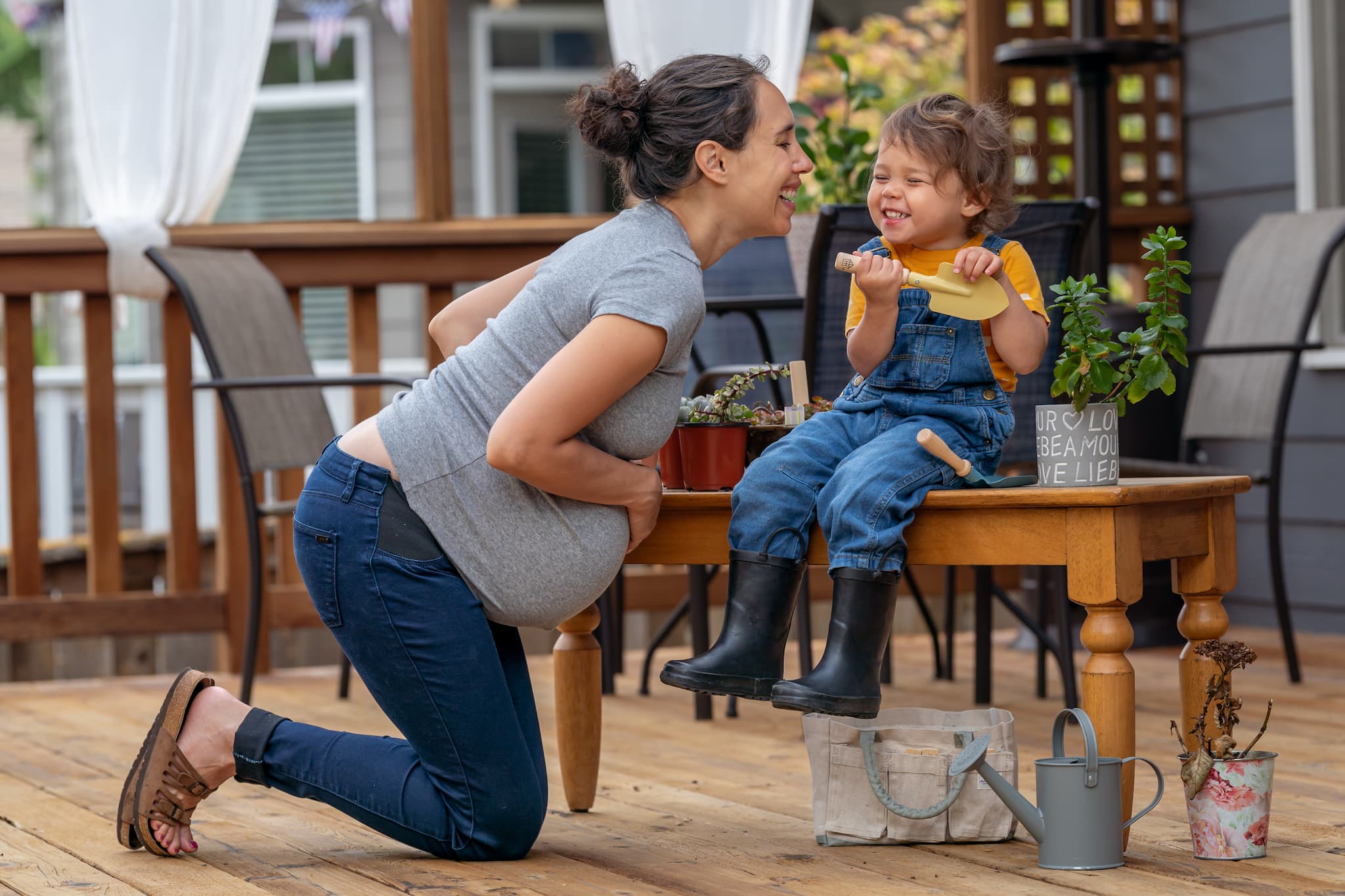 pregnant woman with child